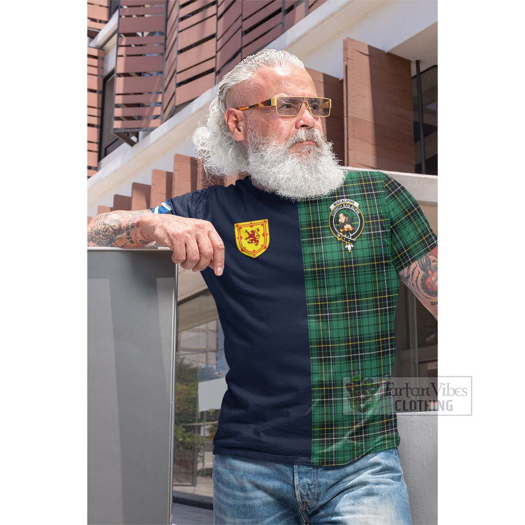 MacAlpine Ancient Tartan Cotton T-shirt Alba with Scottish Lion Royal Arm Half Style Men's Shirt - Tartan Vibes Clothing