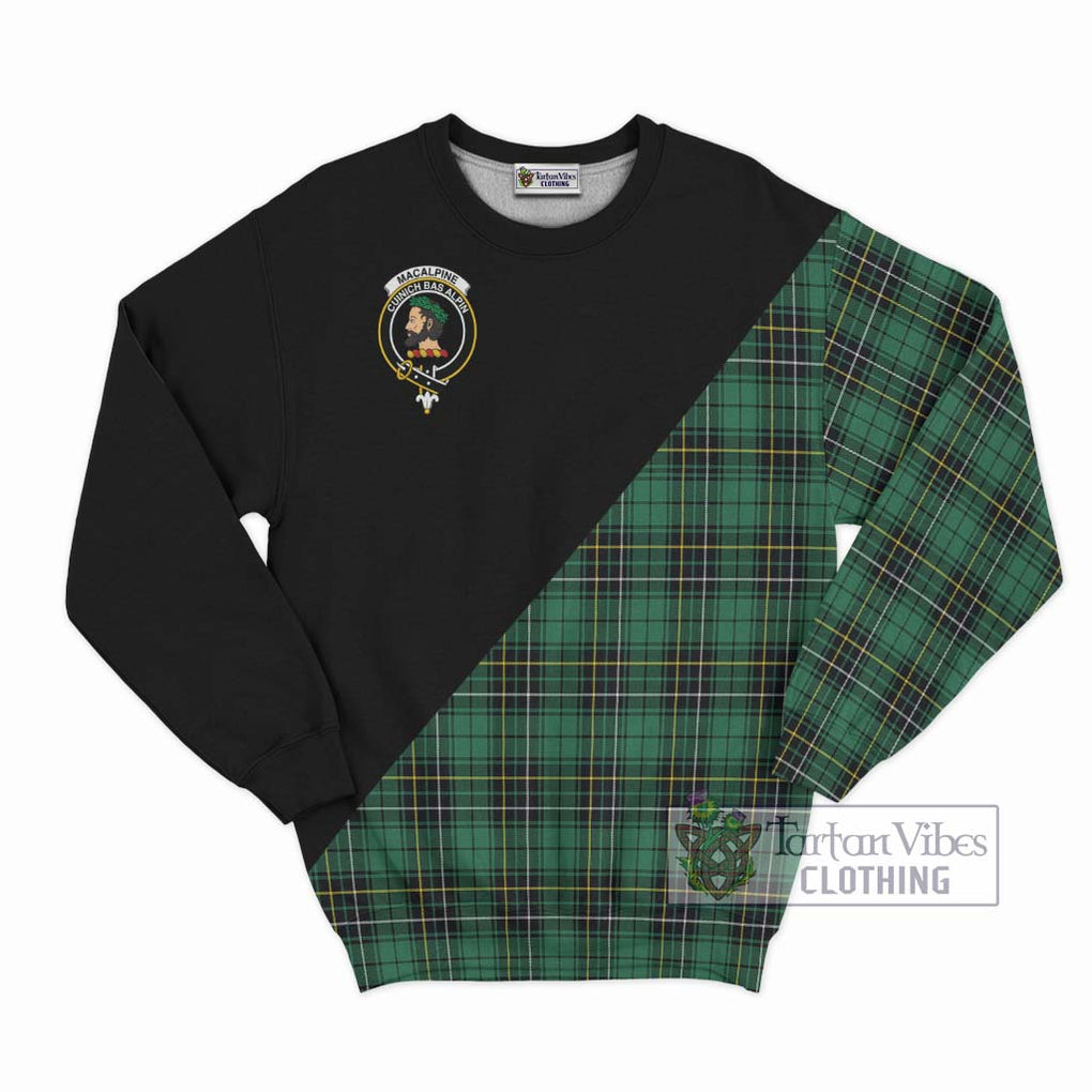 MacAlpine Ancient Tartan Sweatshirt with Family Crest and Military Logo Style - Tartan Vibes Clothing