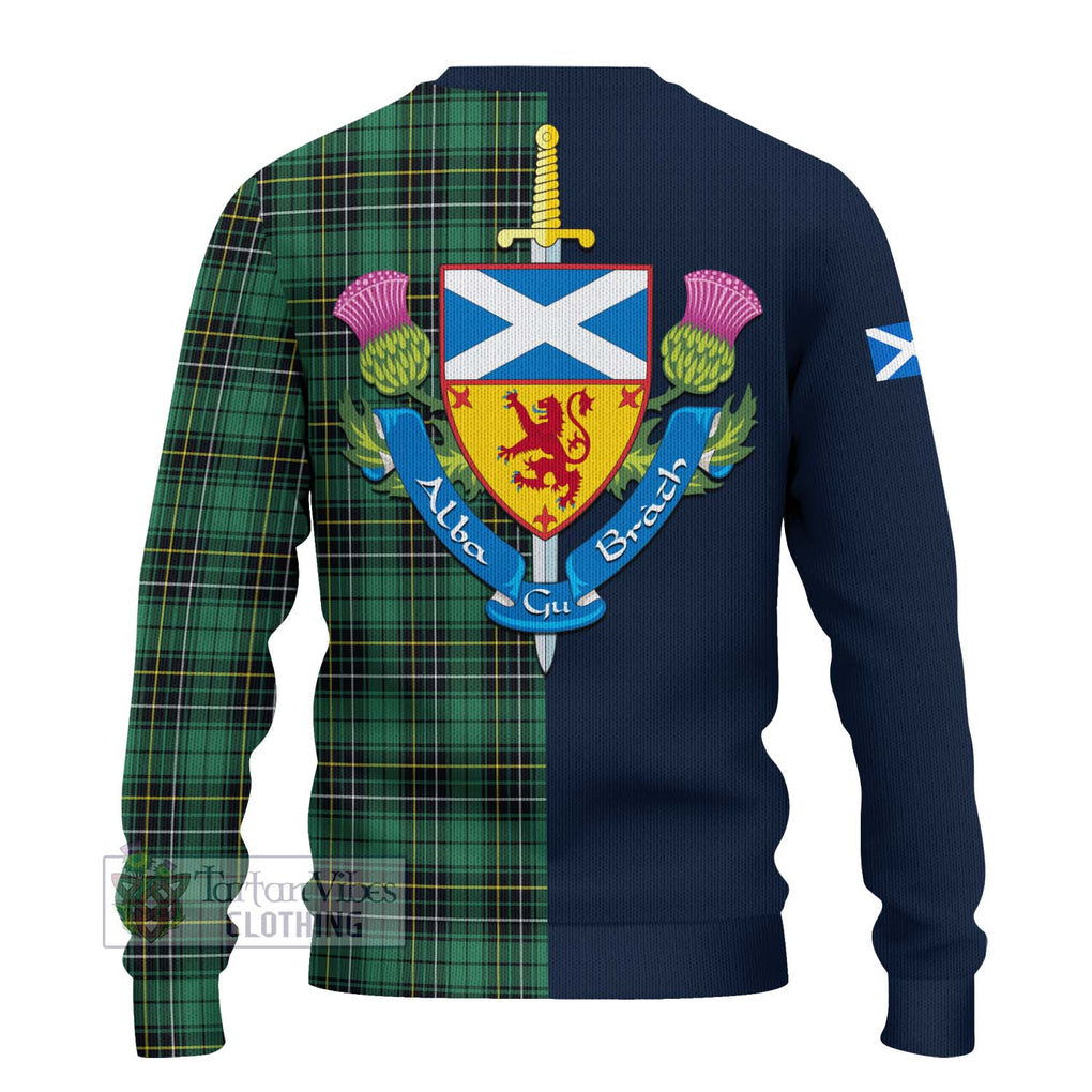 MacAlpine Ancient Tartan Ugly Sweater Alba with Scottish Lion Royal Arm Half Style - Tartan Vibes Clothing
