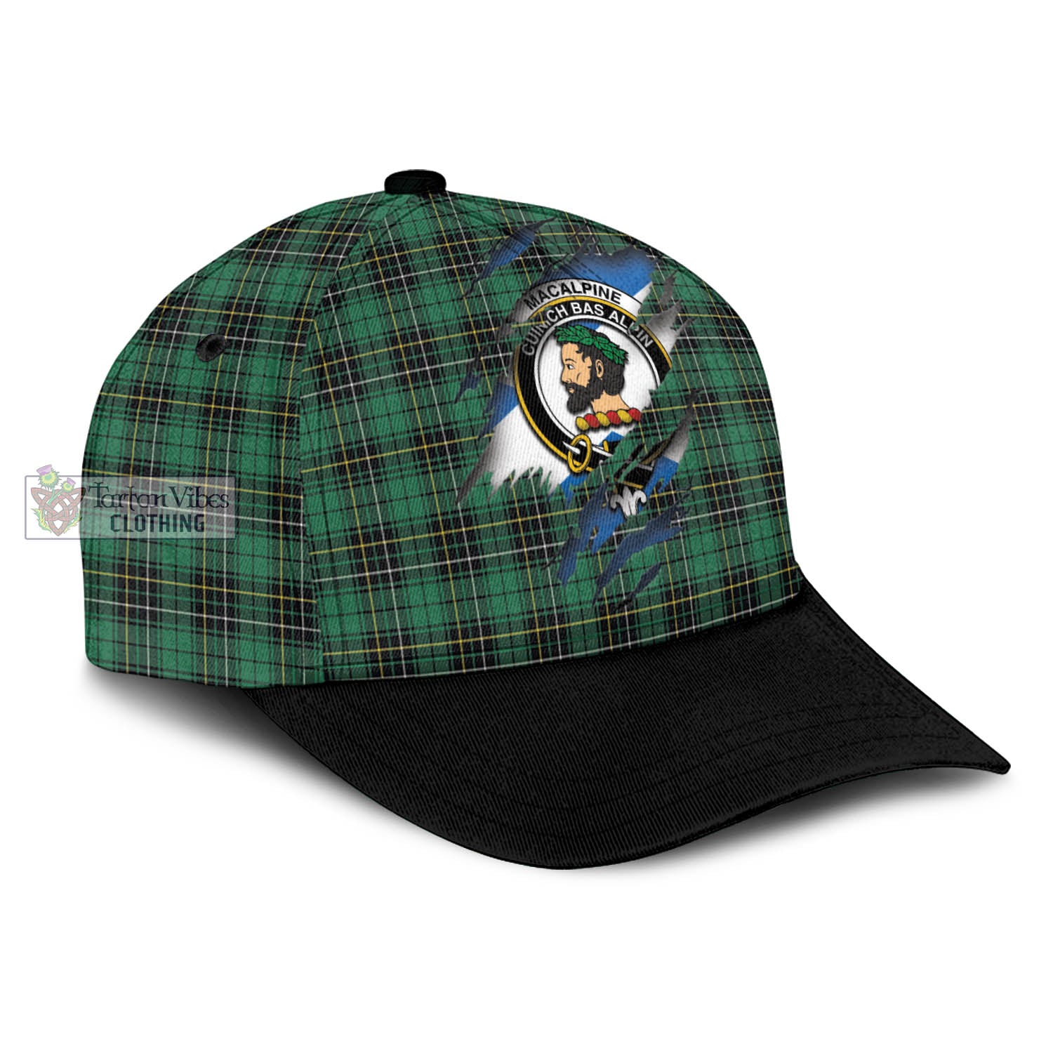 Tartan Vibes Clothing MacAlpine Ancient Tartan Classic Cap with Family Crest In Me Style