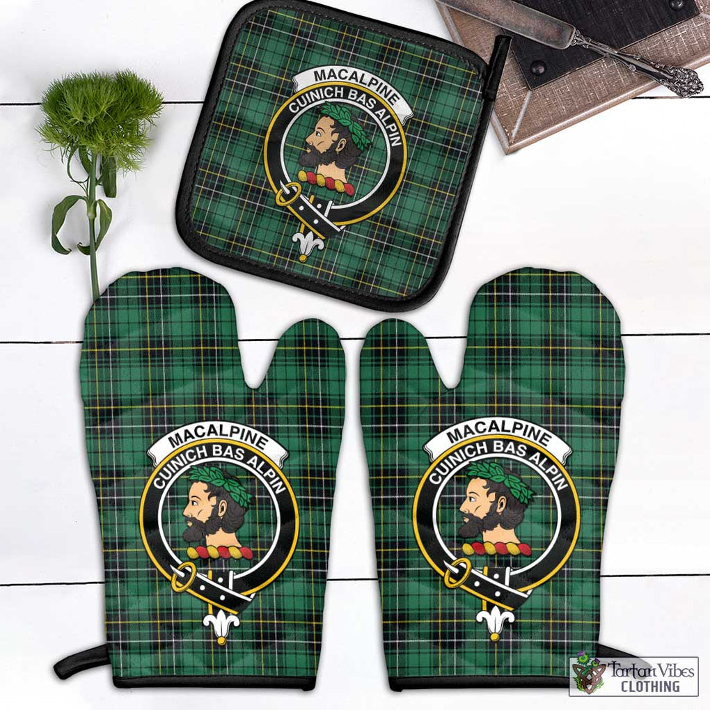 MacAlpine Ancient Tartan Combo Oven Mitt & Pot-Holder with Family Crest Black - Tartan Vibes Clothing