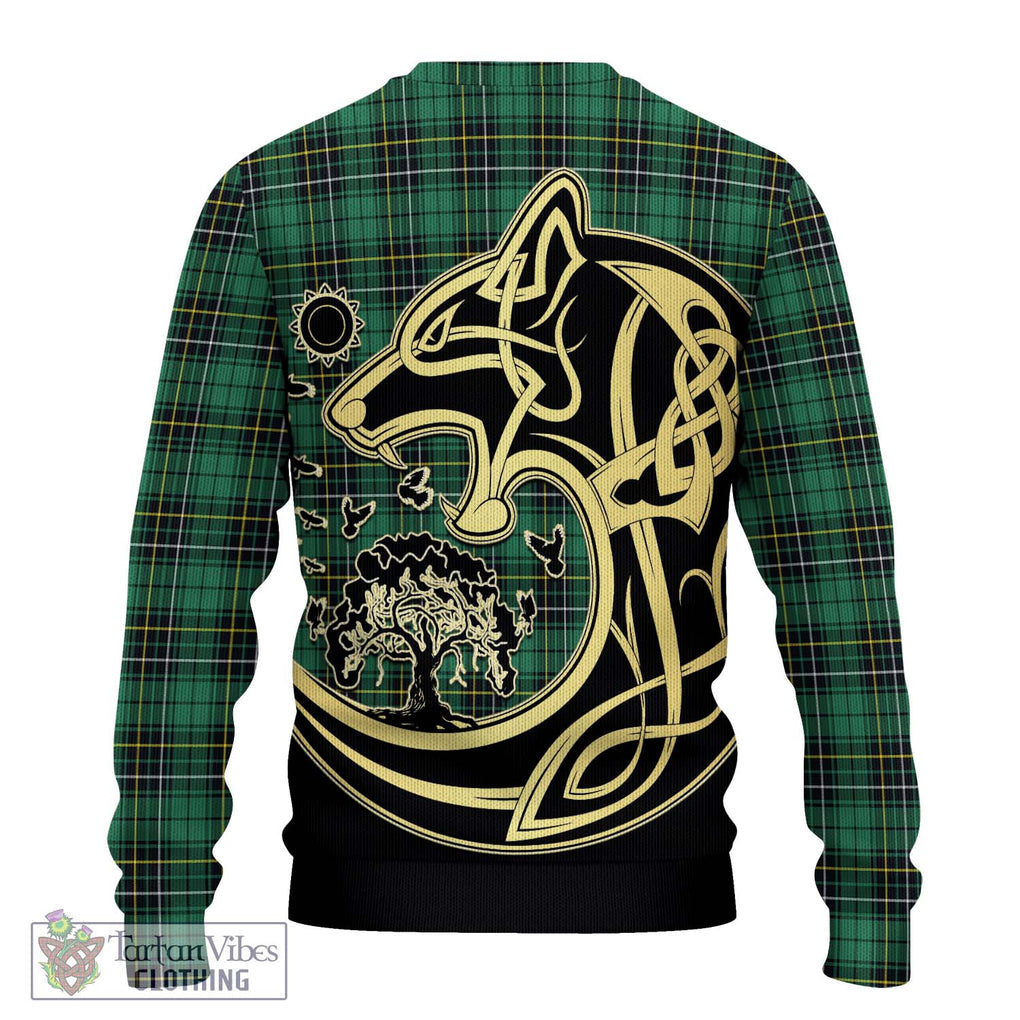 MacAlpine Ancient Tartan Ugly Sweater with Family Crest Celtic Wolf Style - Tartan Vibes Clothing