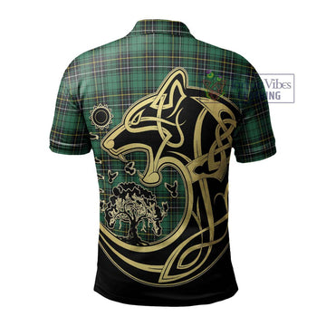 MacAlpine Ancient Tartan Polo Shirt with Family Crest Celtic Wolf Style - Tartan Vibes Clothing