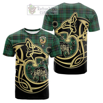 MacAlpine Ancient Tartan Cotton T-shirt with Family Crest Celtic Wolf Style Kid's Shirt - Tartan Vibes Clothing