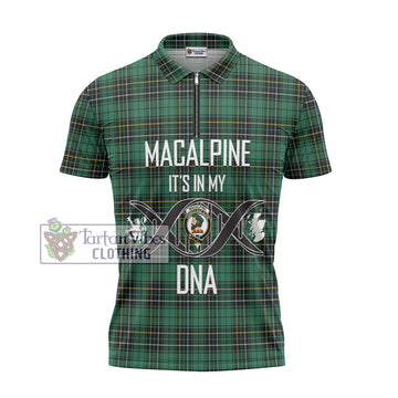 MacAlpine Ancient Tartan Zipper Polo Shirt with Family Crest DNA In Me Style - Tartan Vibes Clothing