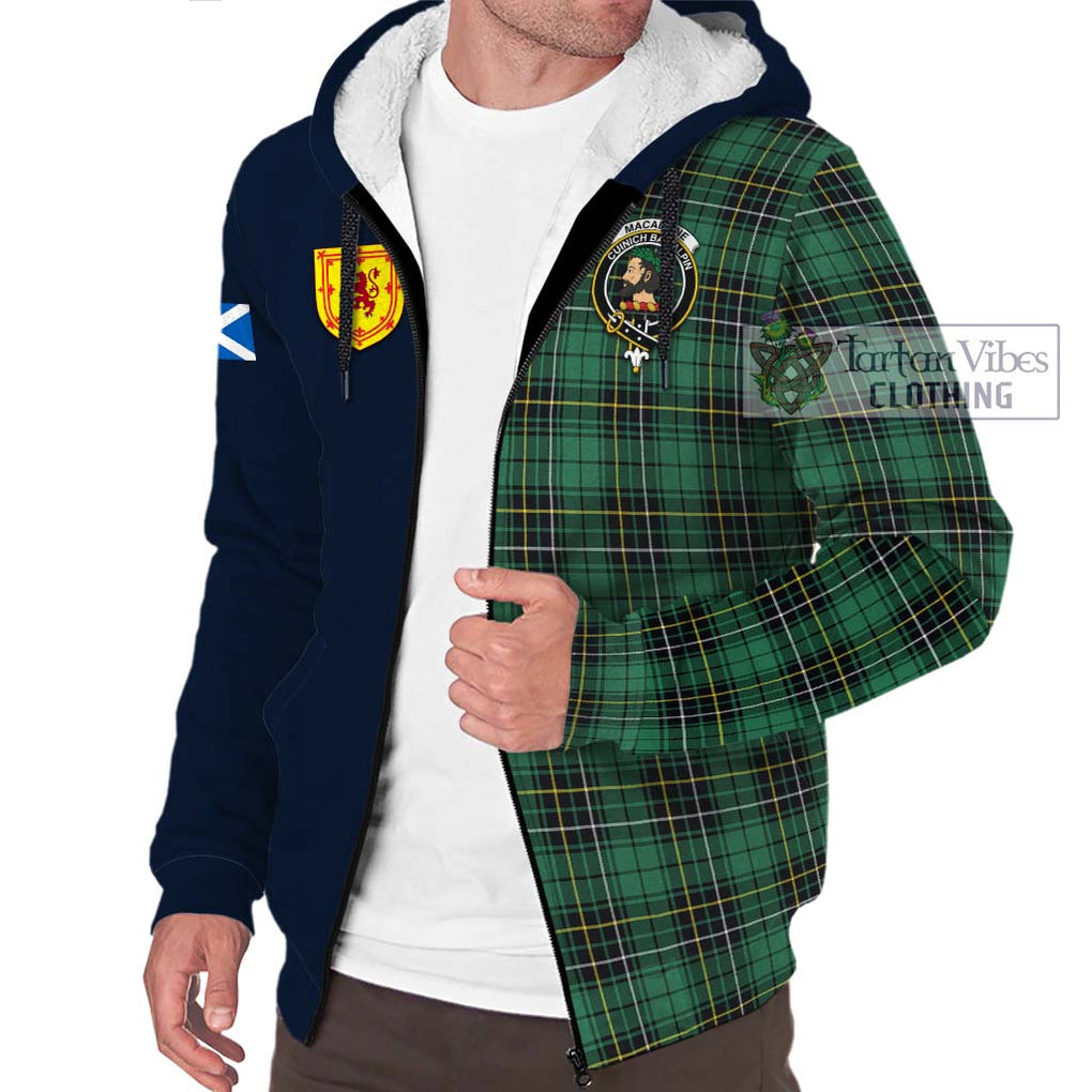 MacAlpine Ancient Tartan Sherpa Hoodie Alba with Scottish Lion Royal Arm Half Style - Tartan Vibes Clothing