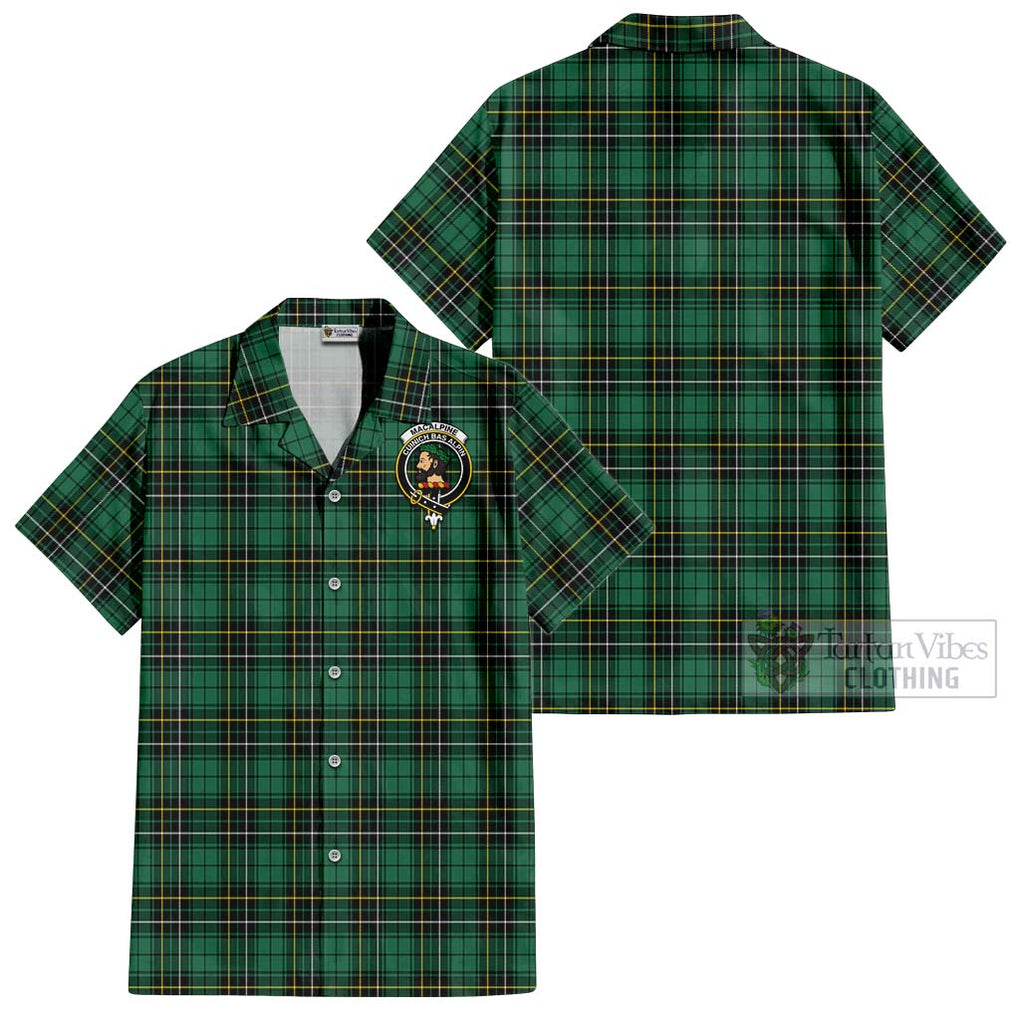 MacAlpine Ancient Tartan Cotton Hawaiian Shirt with Family Crest - Tartan Vibes Clothing