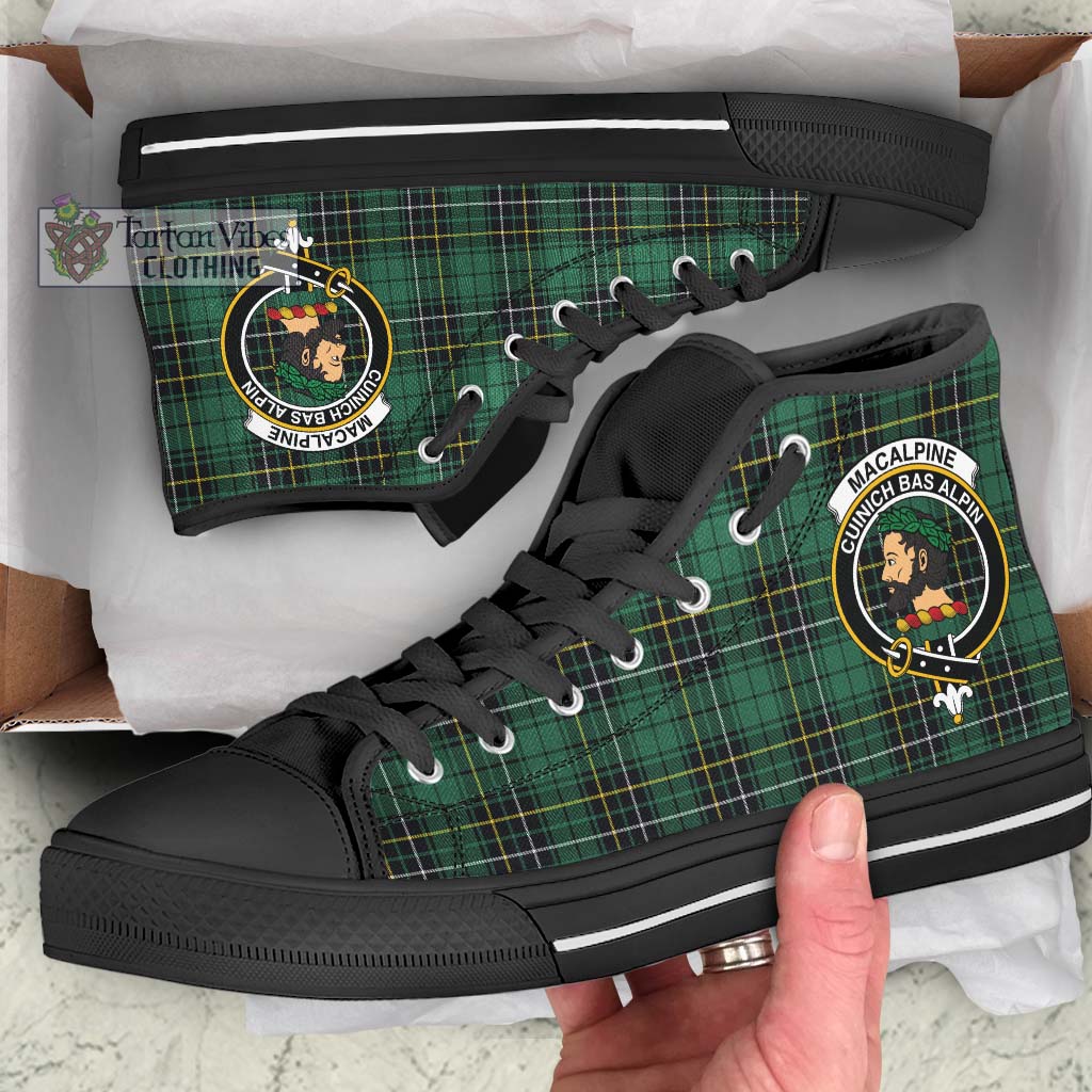 MacAlpine Ancient Tartan High Top Shoes with Family Crest - Tartan Vibes Clothing
