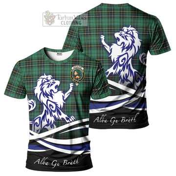 MacAlpine Ancient Tartan Cotton T-shirt with Alba Gu Brath Regal Lion Emblem Women's Shirt - Tartan Vibes Clothing