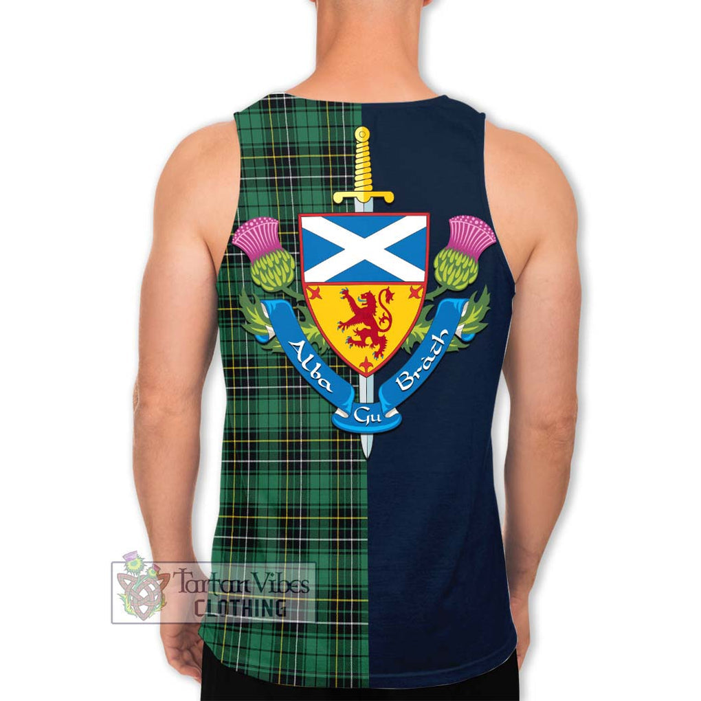 MacAlpine Ancient Tartan Men's Tank Top Alba with Scottish Lion Royal Arm Half Style - Tartan Vibes Clothing