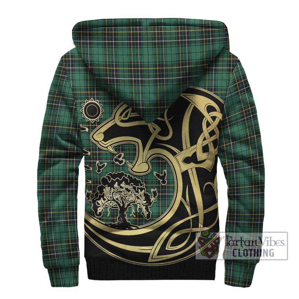 MacAlpine Ancient Tartan Sherpa Hoodie with Family Crest Celtic Wolf Style - Tartan Vibes Clothing