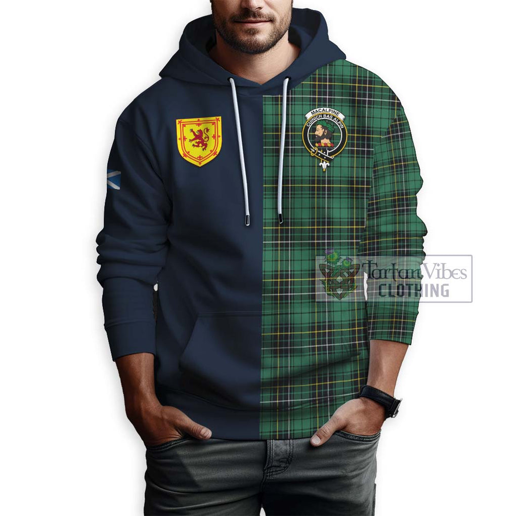 MacAlpine Ancient Tartan Hoodie Alba with Scottish Lion Royal Arm Half Style - Tartan Vibes Clothing