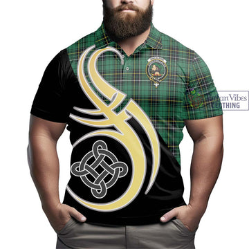 MacAlpine Ancient Tartan Polo Shirt with Family Crest and Celtic Symbol Style - Tartan Vibes Clothing