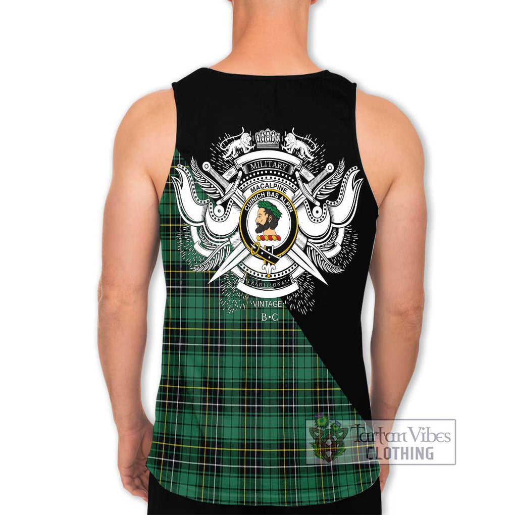 MacAlpine Ancient Tartan Men's Tank Top with Family Crest and Military Logo Style - Tartan Vibes Clothing