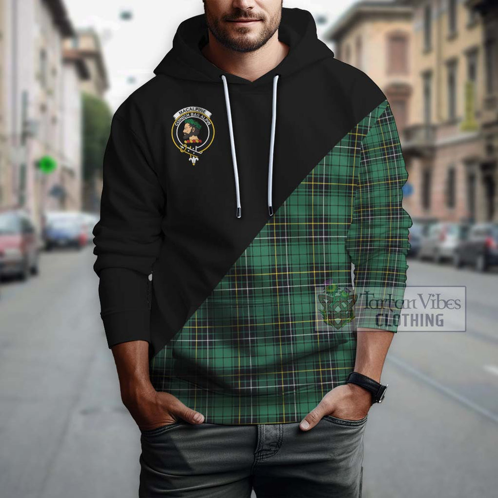 MacAlpine Ancient Tartan Hoodie with Family Crest and Military Logo Style - Tartan Vibes Clothing