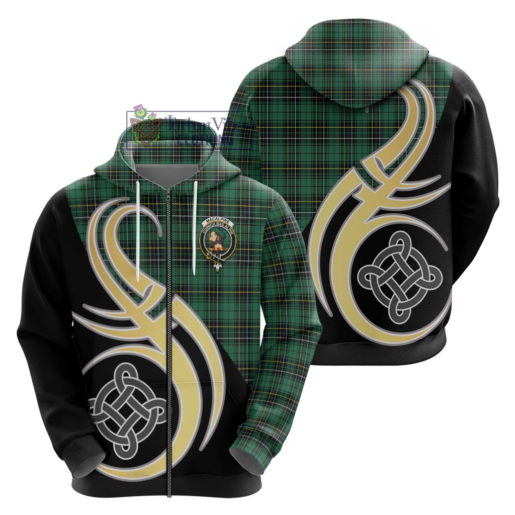 MacAlpine Ancient Tartan Hoodie with Family Crest and Celtic Symbol Style - Tartan Vibes Clothing
