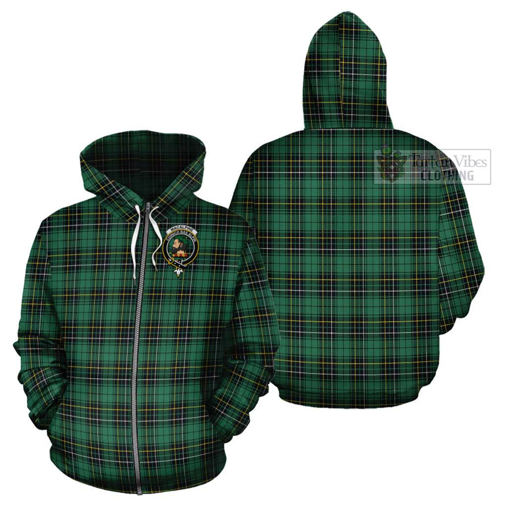 MacAlpine Ancient Tartan Cotton Hoodie with Family Crest - Tartan Vibes Clothing