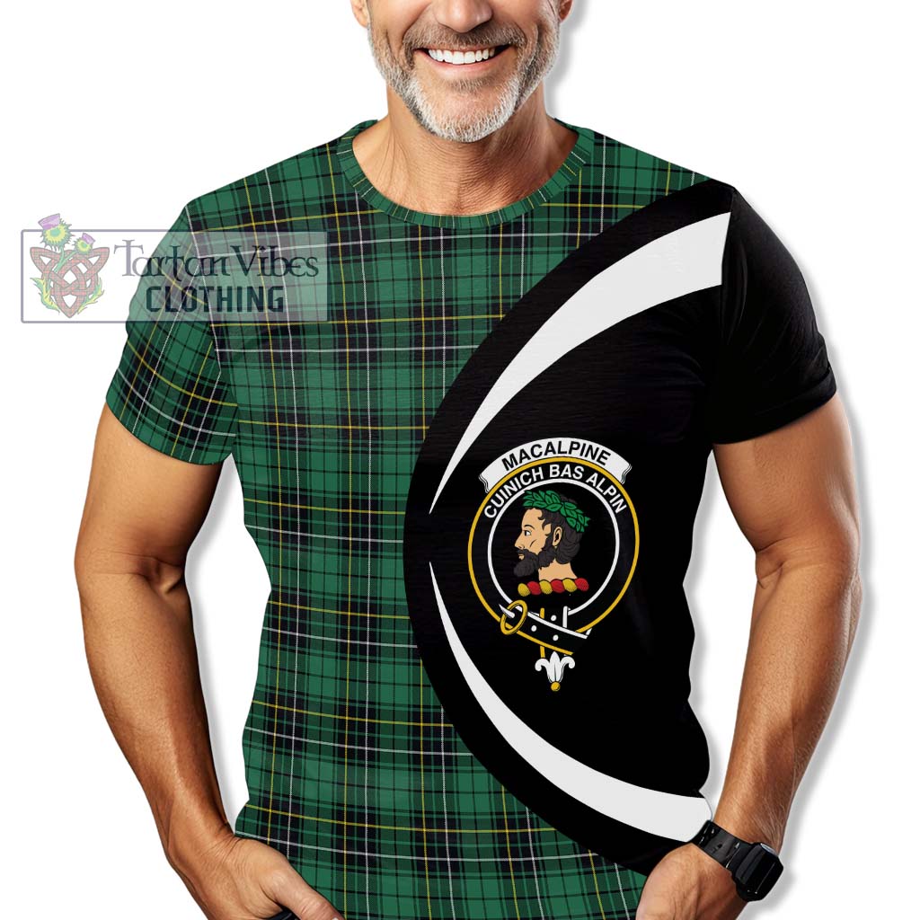 MacAlpine Ancient Tartan T-Shirt with Family Crest Circle Style - Tartan Vibes Clothing