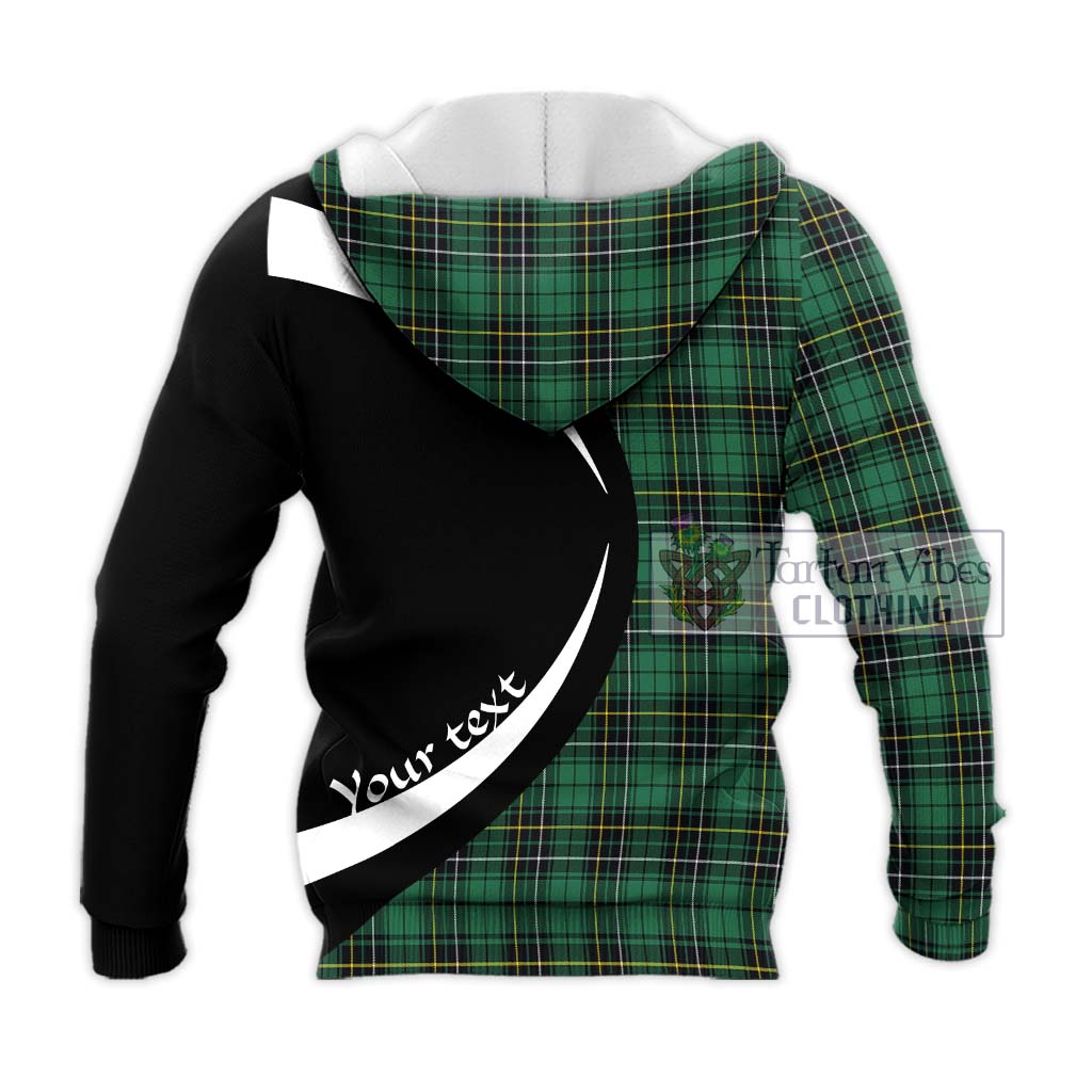 MacAlpine Ancient Tartan Knitted Hoodie with Family Crest Circle Style - Tartan Vibes Clothing