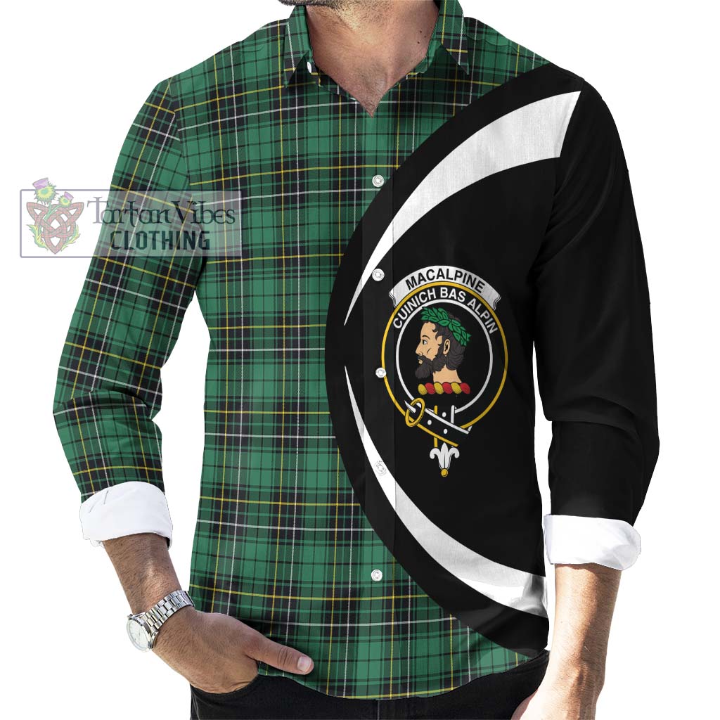 MacAlpine Ancient Tartan Long Sleeve Button Up with Family Crest Circle Style - Tartan Vibes Clothing