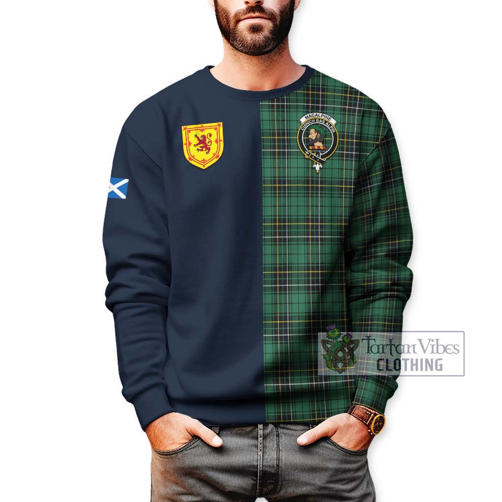 MacAlpine Ancient Tartan Sweatshirt Alba with Scottish Lion Royal Arm Half Style - Tartan Vibes Clothing