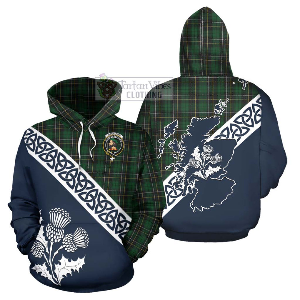 Tartan Vibes Clothing MacAlpine (MacAlpin) Tartan Hoodie Featuring Thistle and Scotland Map