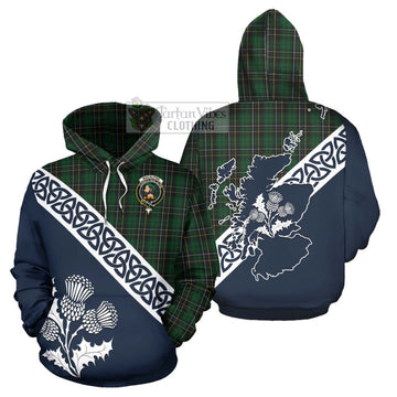 Tartan Vibes Clothing MacAlpine (MacAlpin) Tartan Hoodie Featuring Thistle and Scotland Map