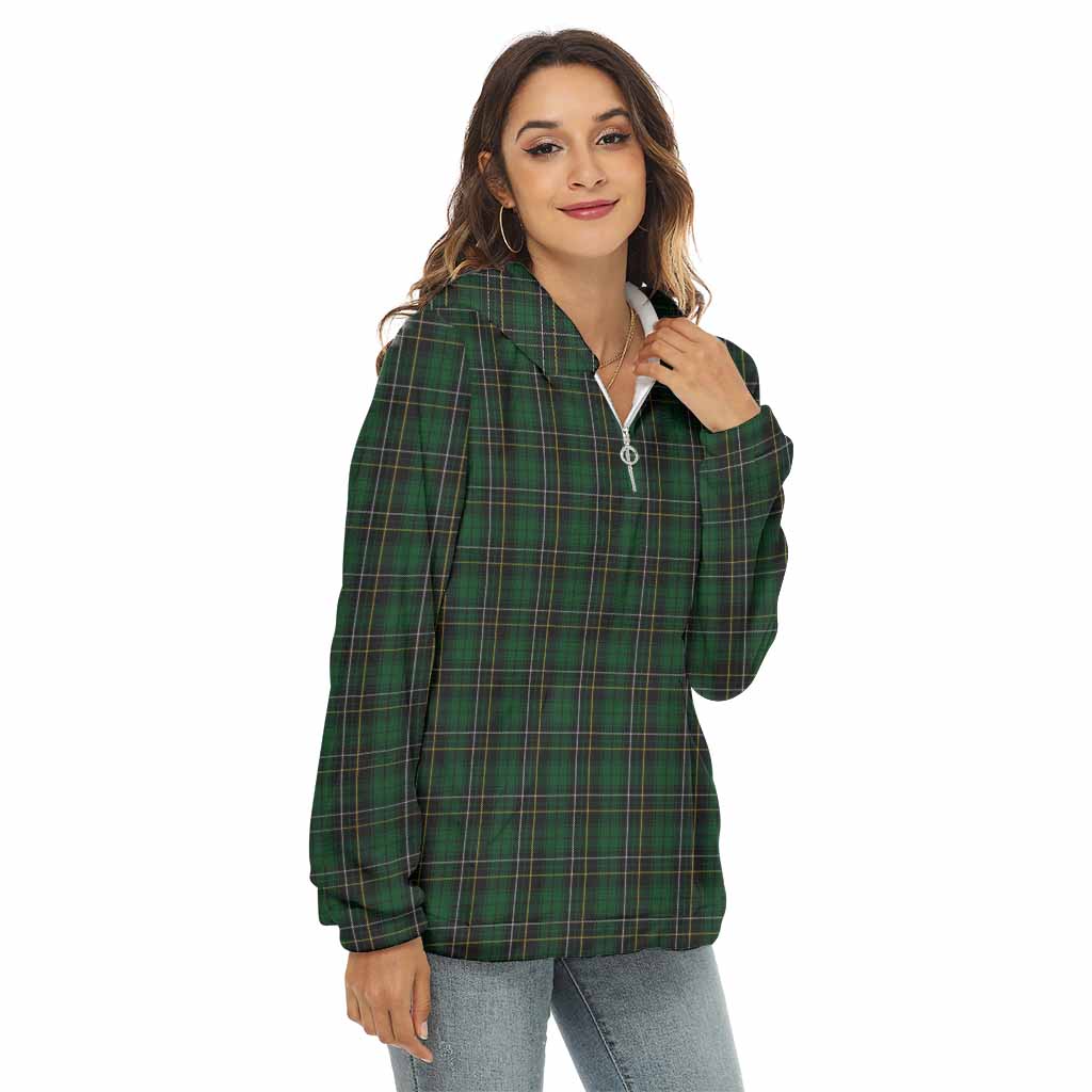 Tartan Vibes Clothing MacAlpine (MacAlpin) Tartan Women's Borg  Half Zip Fleece Hoodie