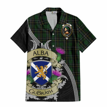 Tartan Vibes Clothing MacAlpine (MacAlpin) Tartan Family Crest Short Sleeve Button Shirt Lion Rampant Royal Thistle Shield Celtic Inspired