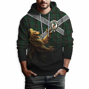 Tartan Vibes Clothing MacAlpine (MacAlpin) Crest Tartan Hoodie with Golden Lion Emblem Celtic Style