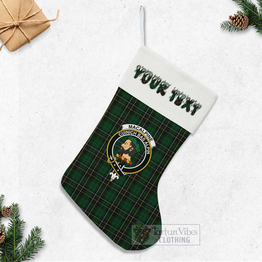 MacAlpine (MacAlpin) Tartan Family Crest Christmas Stocking with Personalized Text - Tartan Vibes Clothing