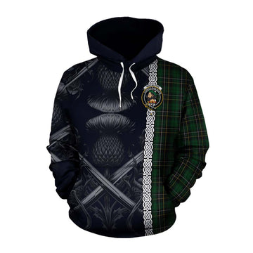 MacAlpine (MacAlpin) Tartan Cotton Hoodie with Family Crest Cross Sword Thistle Celtic Vibes Pullover Hoodie XS - Tartan Vibes Clothing