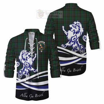 Tartan Vibes Clothing MacAlpine (MacAlpin) Tartan Ghillie Kilt Shirt with Alba Gu Brath Regal Lion Emblem