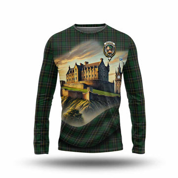 Tartan Vibes Clothing MacAlpine (MacAlpin) Tartan Family Crest Long Sleeve T-Shirt with Scottish Ancient Castle Style
