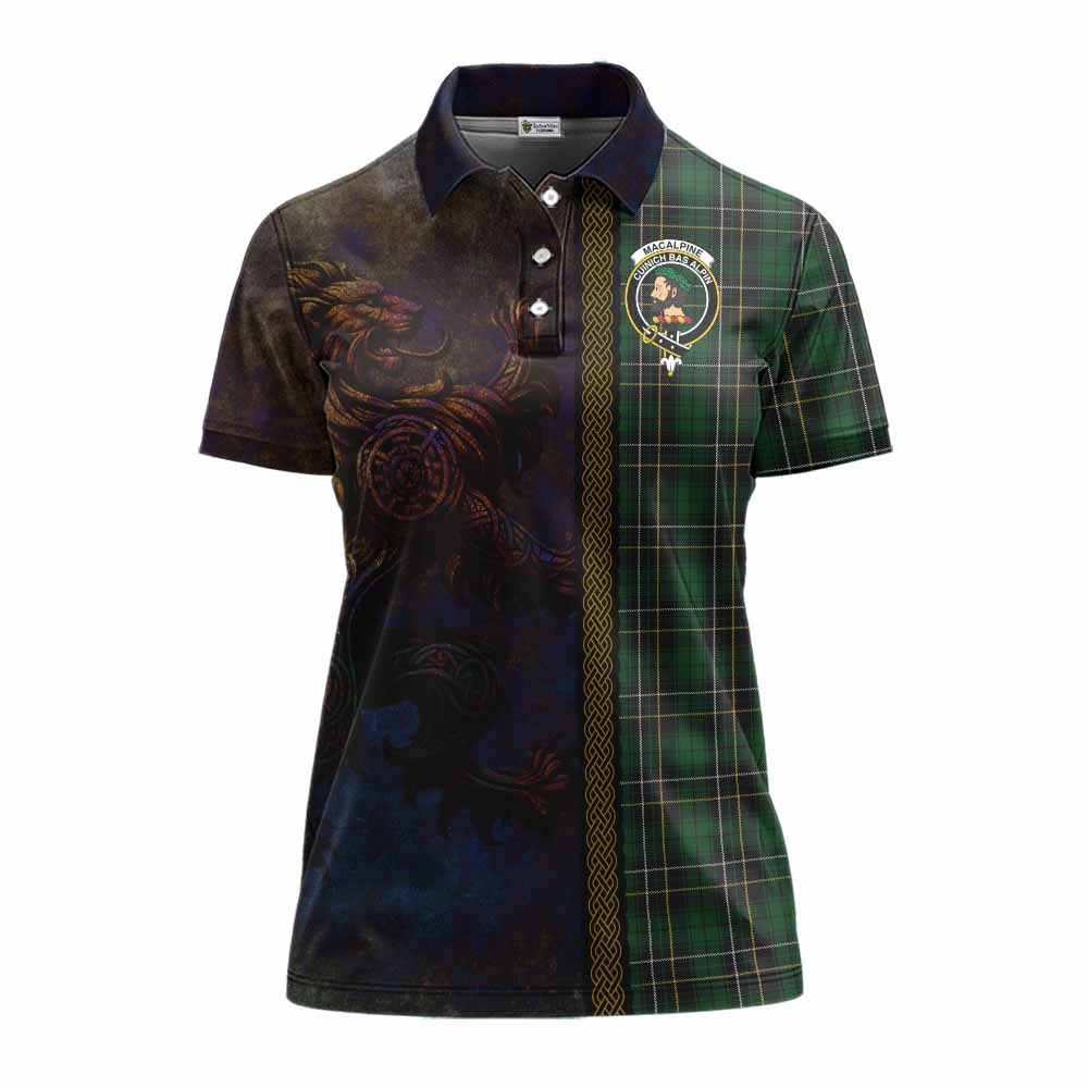 Tartan Vibes Clothing MacAlpine (MacAlpin) Tartan Family Crest Women's Polo Shirt Alba Gu Brath Be Brave Lion Ancient Style