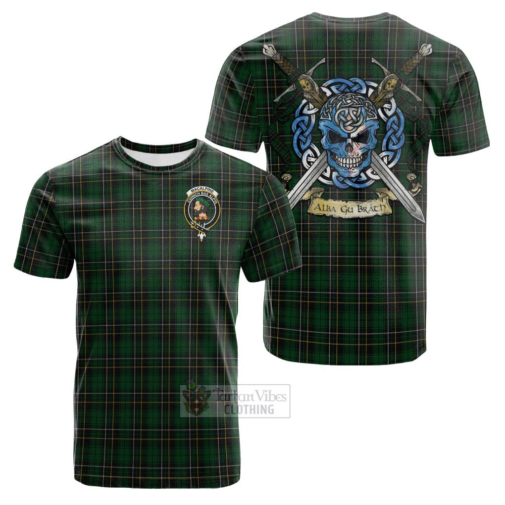 MacAlpine (MacAlpin) Tartan Cotton T-shirt with Family Crest Celtic Skull Style Kid's Shirt - Tartan Vibes Clothing
