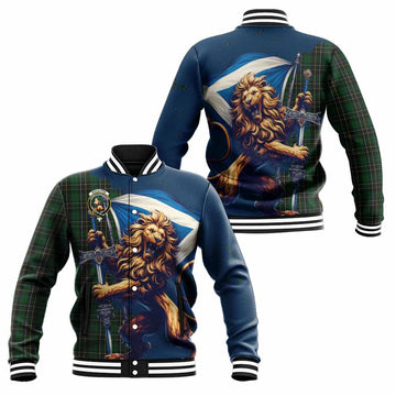 MacAlpine (MacAlpin) Tartan Family Crest Baseball Jacket with Scottish Majestic Lion Unisex - Tartan Vibes Clothing