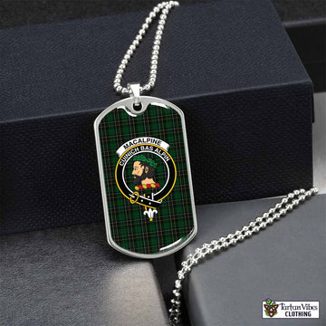 MacAlpine (MacAlpin) Tartan Dog Tag Necklace with Family Crest Silver No - Tartan Vibes Clothing