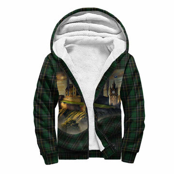 Tartan Vibes Clothing MacAlpine (MacAlpin) Tartan Family Crest Sherpa Hoodie with Scottish Ancient Castle Style