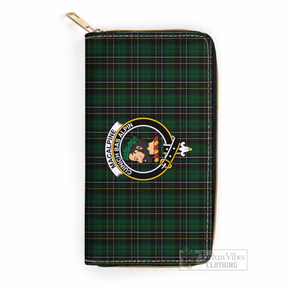 Tartan Vibes Clothing MacAlpine (MacAlpin) Tartan Women's Leather Wallet with Family Crest