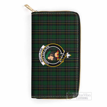 Tartan Vibes Clothing MacAlpine (MacAlpin) Tartan Women's Leather Wallet with Family Crest
