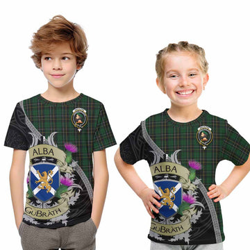 Tartan Vibes Clothing MacAlpine (MacAlpin) Tartan Family Crest Kid T-Shirt Lion Rampant Royal Thistle Shield Celtic Inspired