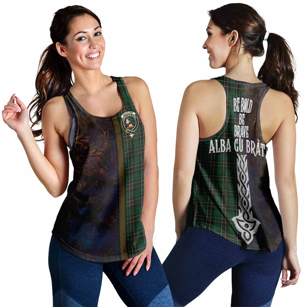 Tartan Vibes Clothing MacAlpine (MacAlpin) Tartan Family Crest Women's Racerback Tanks Alba Gu Brath Be Brave Lion Ancient Style