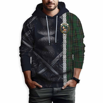 Tartan Vibes Clothing MacAlpine (MacAlpin) Tartan Hoodie with Family Crest Cross Sword Thistle Celtic Vibes