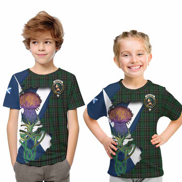 Tartan Vibes Clothing MacAlpine (MacAlpin) Tartan Family Crest Kid T-Shirt Scottish Thistle Celtic Inspired