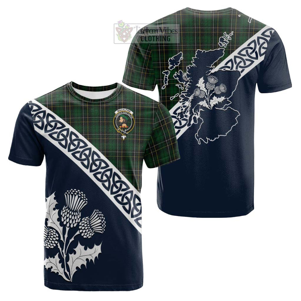 MacAlpine (MacAlpin) Tartan Cotton T-shirt Featuring Thistle and Scotland Map Kid's Shirt - Tartan Vibes Clothing