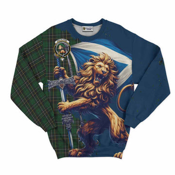 Tartan Vibes Clothing MacAlpine (MacAlpin) Tartan Family Crest Sweatshirt with Scottish Majestic Lion