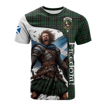 Tartan Vibes Clothing MacAlpine (MacAlpin) Crest Tartan Cotton T-shirt Inspired by the Freedom of Scottish Warrior