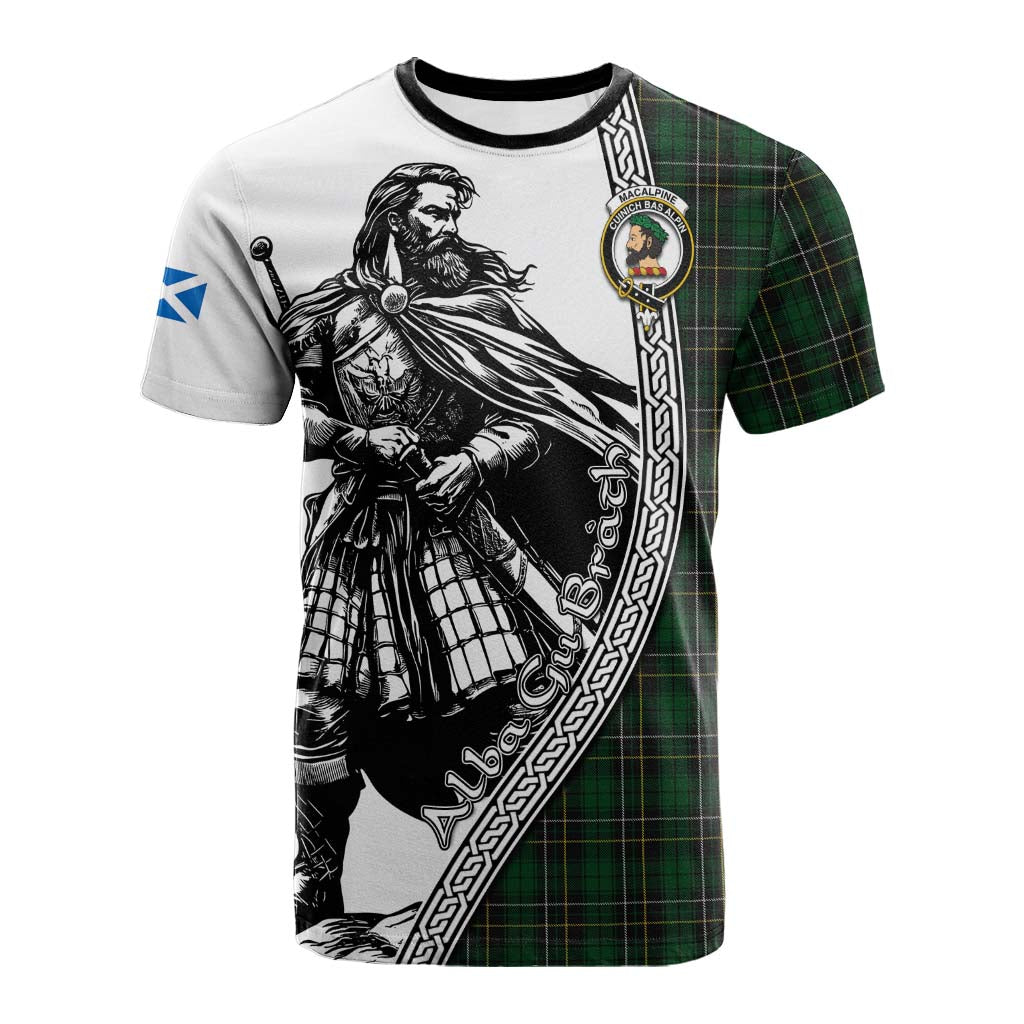MacAlpine (MacAlpin) Tartan Clan Crest Cotton T-shirt with Highlander Warrior Celtic Style Kid's Shirt - Tartan Vibes Clothing