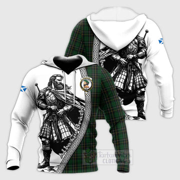 MacAlpine (MacAlpin) Tartan Clan Crest Knitted Hoodie with Highlander Warrior Celtic Style Unisex Knitted Pullover Hoodie - Tartan Vibes Clothing